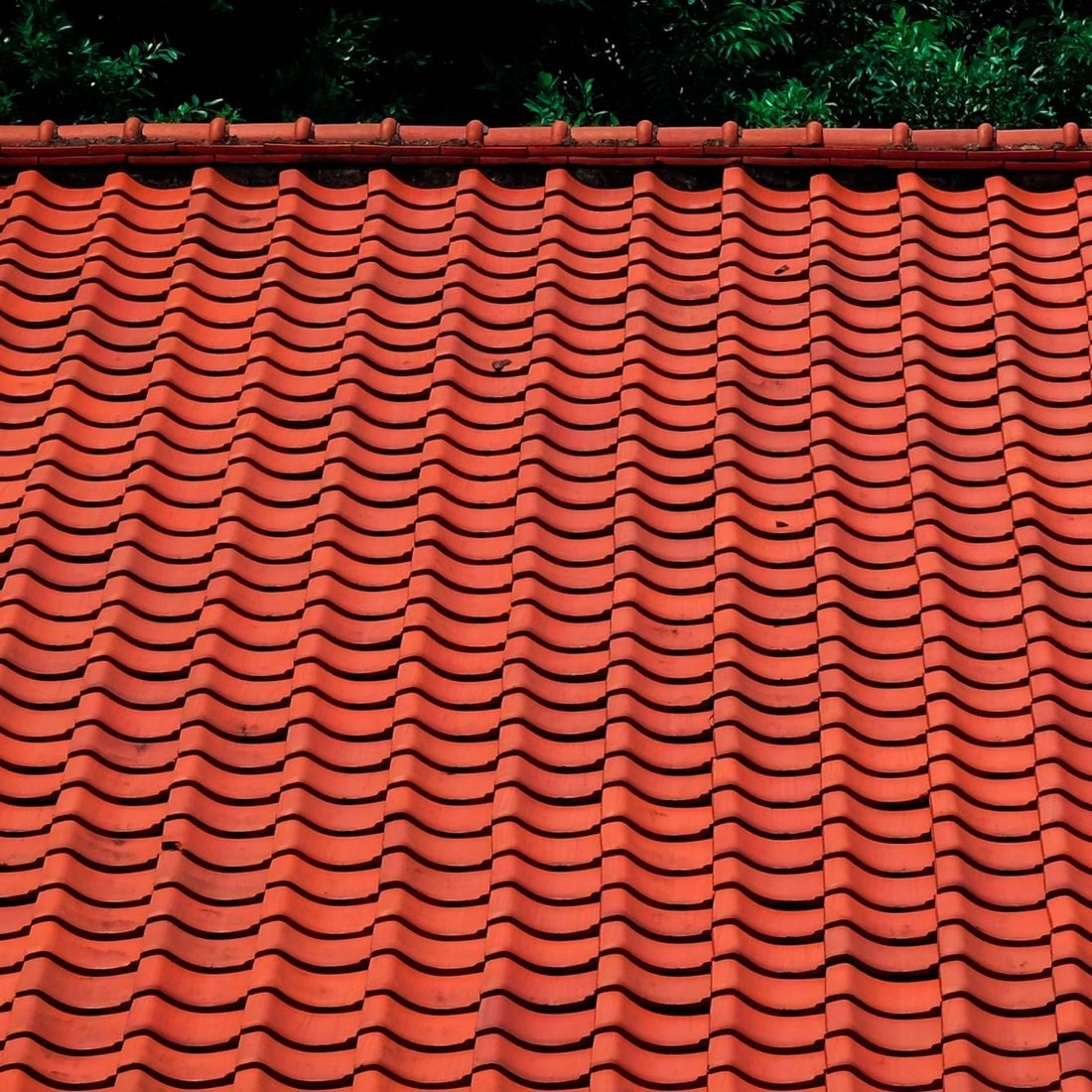 Faîtage et tuiles rouges après nettoyage